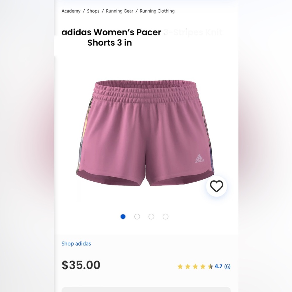 ADIDAS Pacer Shorts 3 inch Size Small NWOT aqua blue